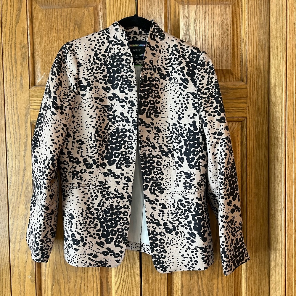 Linen Leopard Print Blazer